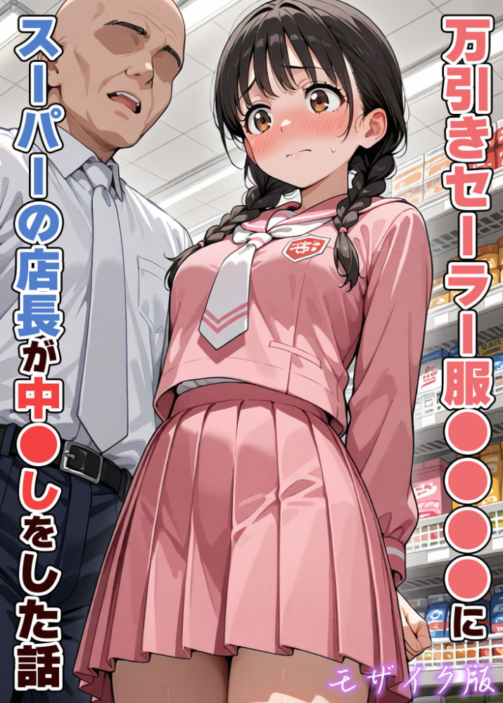 エロ漫画：万引きセーラー服●●●●にスーパーの店長が中●しをした話 モザイク版 【AIザッハトルテ あいラビ】 サンプル画像
