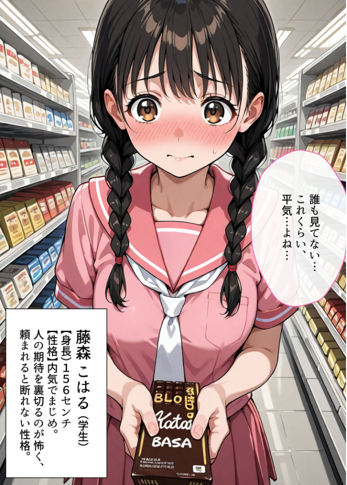 エロ漫画：万引きセーラー服●●●●にスーパーの店長が中●しをした話 モザイク版 【AIザッハトルテ あいラビ】 サンプル画像