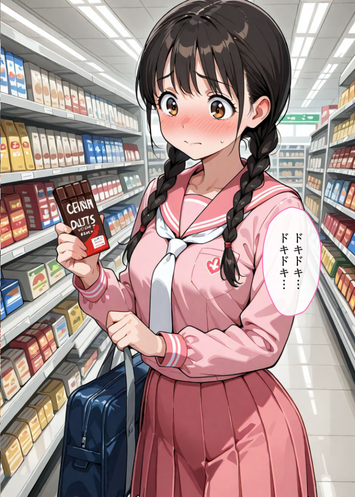 エロ漫画：万引きセーラー服●●●●にスーパーの店長が中●しをした話 モザイク版 【AIザッハトルテ あいラビ】 サンプル画像