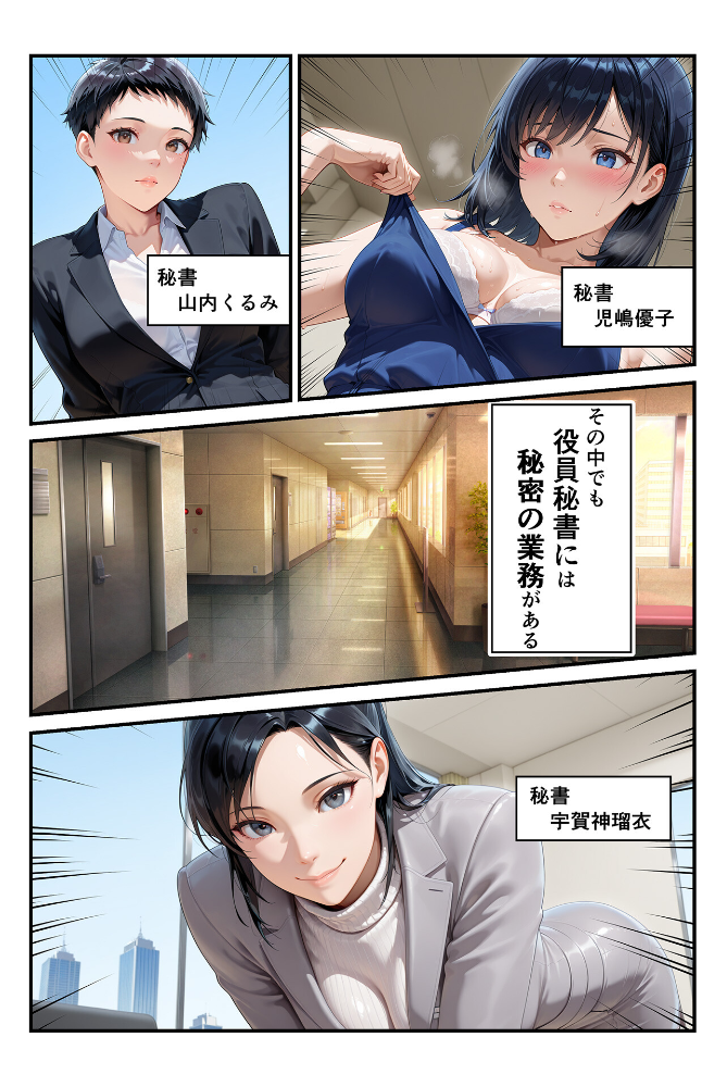 エロ漫画:淫乱秘書室 淫靡な役員秘書の秘めた仕事4 同期の巨乳秘書・宇賀神瑠衣 【あいがす】 サンプル画像