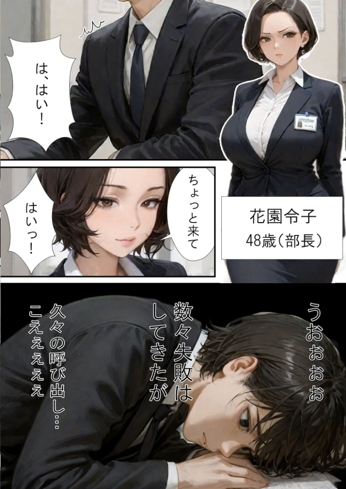 エロ漫画：仕事で失敗ばかりの俺が人妻上司（48）と残業したら濡れ濡れセックス始まった話 モザイク版 【ラブ熟 あいラビ】 サンプル画像