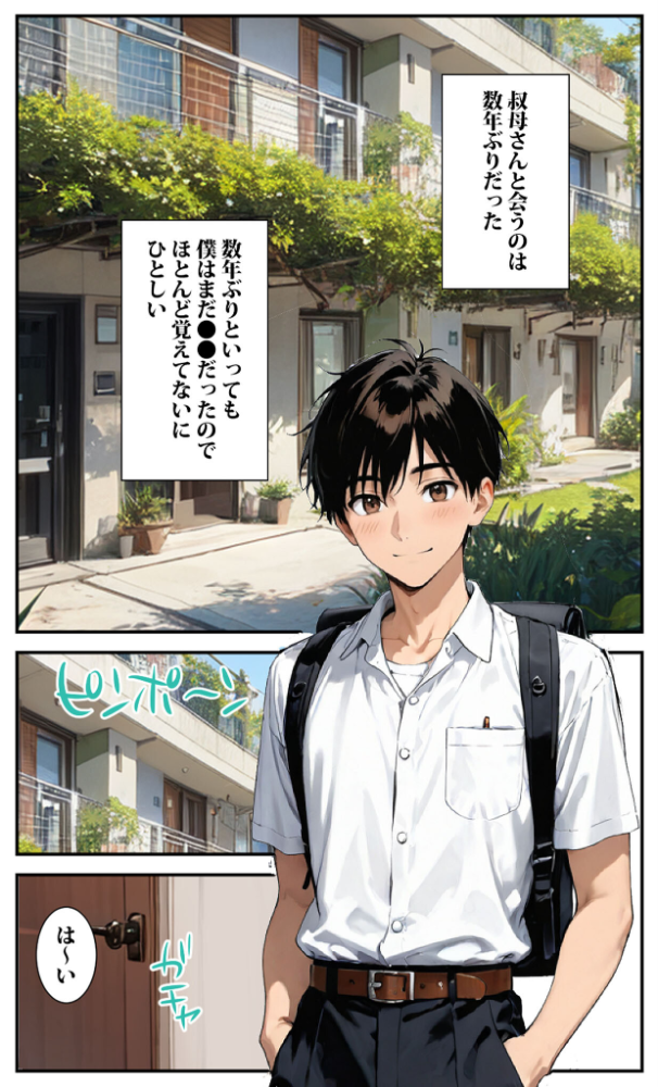 エロ漫画:一週間叔母さんと二人きりで住むことになったんだけど叔母さんは裸族だった モザイク版 【東京漫画研究所 あいラビ】 サンプル画像