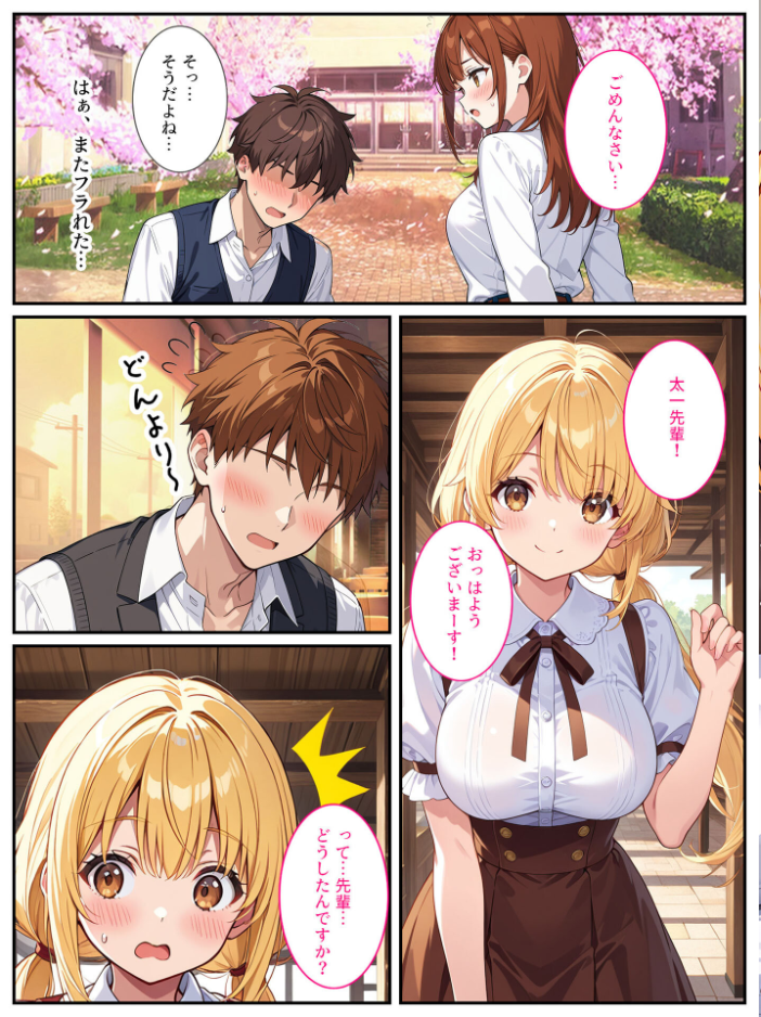エロ漫画：落ち込んでるオレに爆乳の後輩女子が処女をくれました！ モザイク版 【StudioSR あいラビ】 サンプル画像