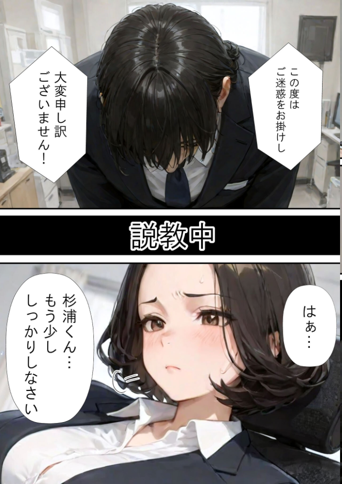 エロ漫画：仕事で失敗ばかりの俺が人妻上司（48）と残業したら濡れ濡れセックス始まった話 モザイク版 【ラブ熟 あいラビ】 サンプル画像