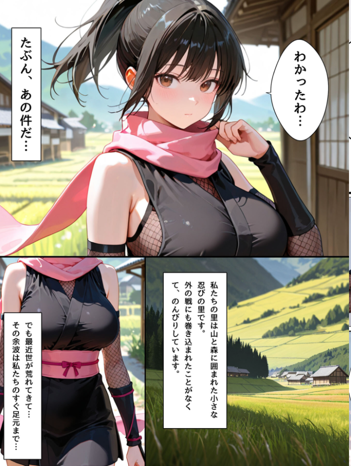 エロ漫画：隙だらけな爆乳くの一潜入任務 モザイク版 【bbの部屋 あいラビ】 サンプル画像