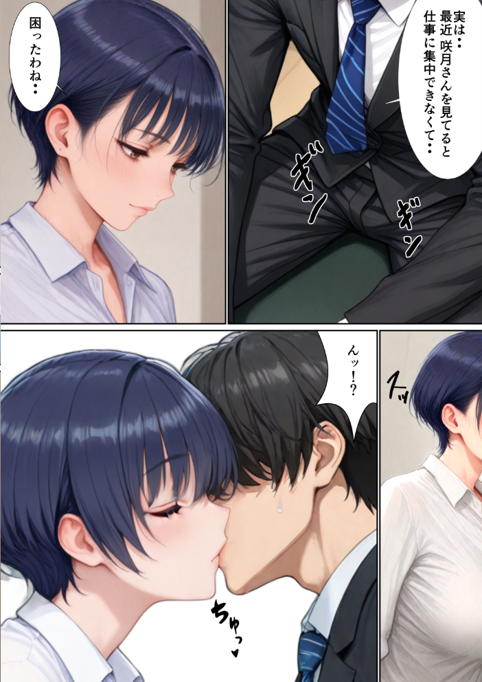 エロ漫画:爆乳痴女の先輩OLが仕事しない後輩をヌキまくって性欲発散業務改善する話【モザイク版】 【JKあんまん】 サンプル画像
