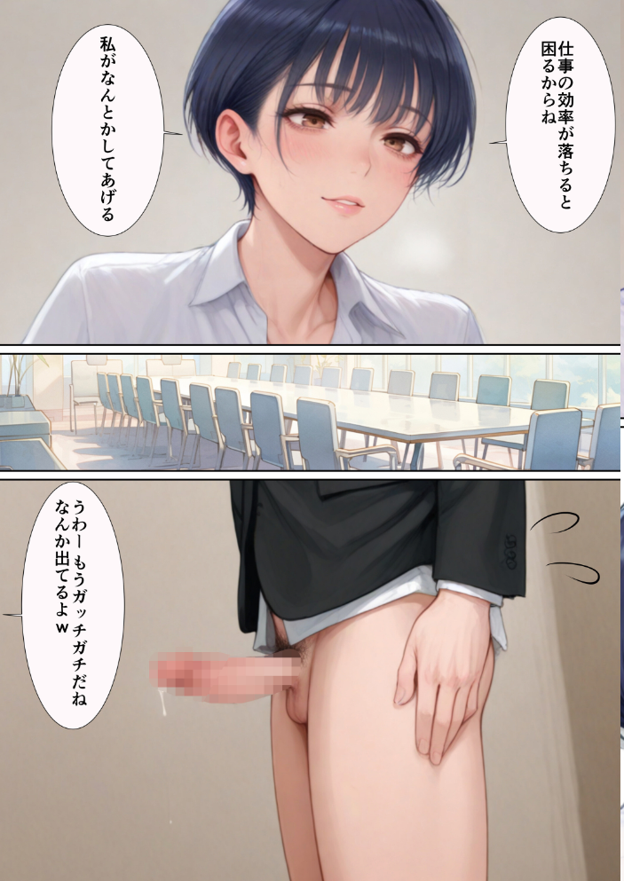 エロ漫画:爆乳痴女の先輩OLが仕事しない後輩をヌキまくって性欲発散業務改善する話【モザイク版】 【JKあんまん】 サンプル画像