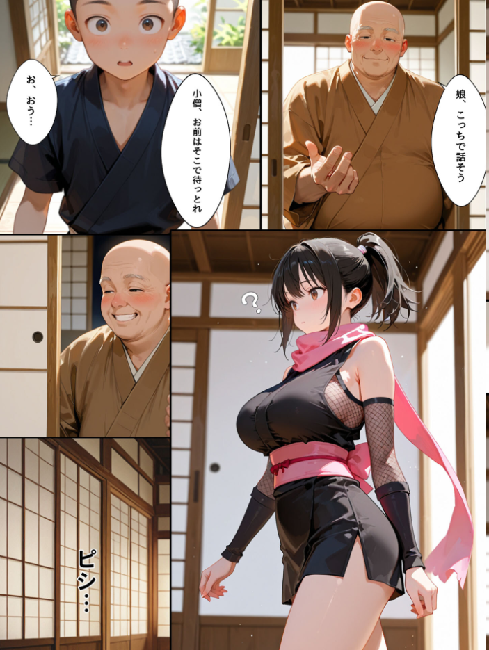 エロ漫画：隙だらけな爆乳くの一潜入任務 モザイク版 【bbの部屋 あいラビ】 サンプル画像