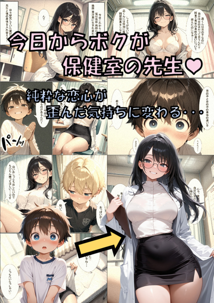 エロ漫画:今日からボクが保健室の●●(ハート) 〜純粋な恋心が歪んだ気持ちに変わる…〜 モザイク版 【性転の空 あいラビ】 サンプル画像