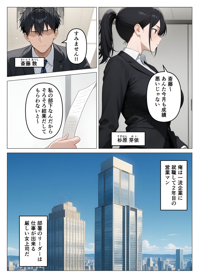 エロ漫画：気が強いOLの爆乳女上司を寝取った話 モザイク版 【桃色紅茶 あいラビ】 サンプル画像