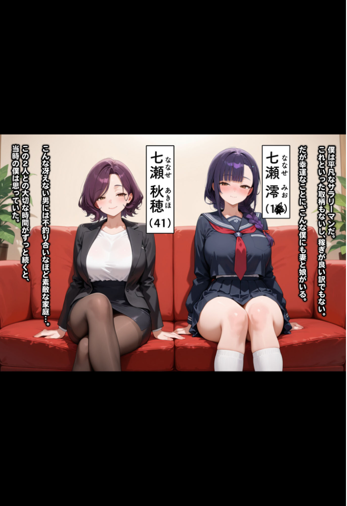 エロ漫画:母娘陥落〜黒い巨根に奪われる家庭、寝取られた妻と娘に射●管理される僕〜 モザイク版 【むち妻。 あいラビ】 サンプル画像