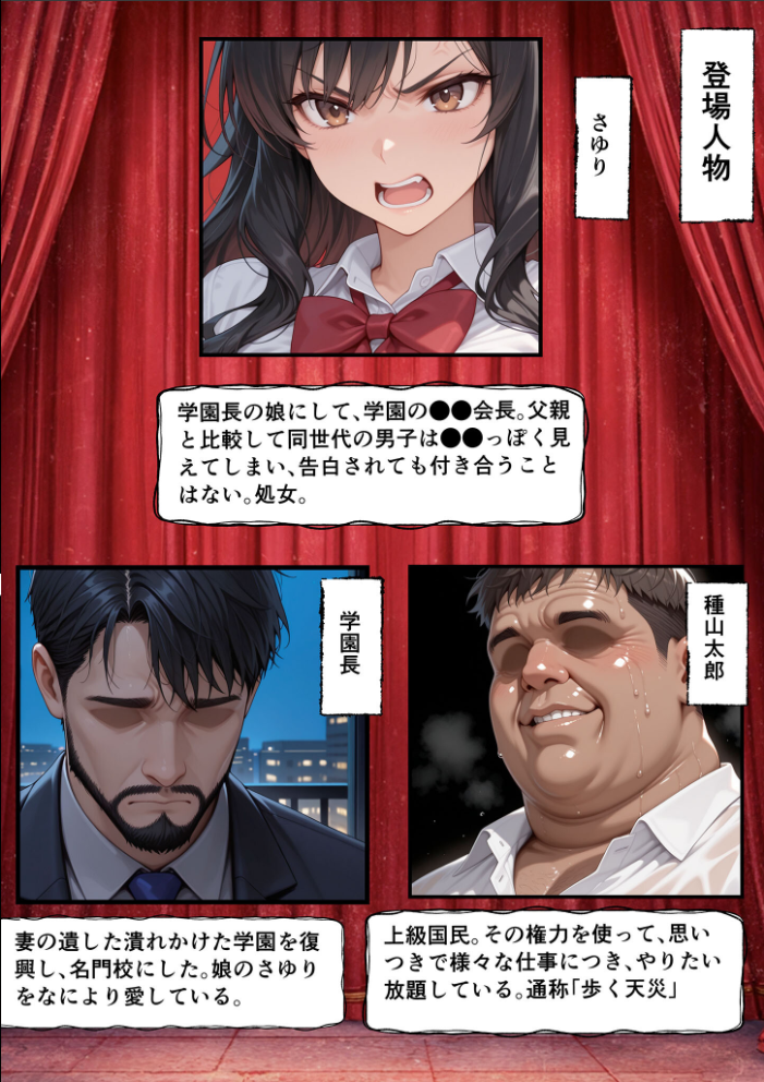 エロ漫画:上級国民に支配された学園生徒会長が学園を守るため処女喪失ショーを行う話 モザイク版 【バベル太郎 あいラビ】 サンプル画像