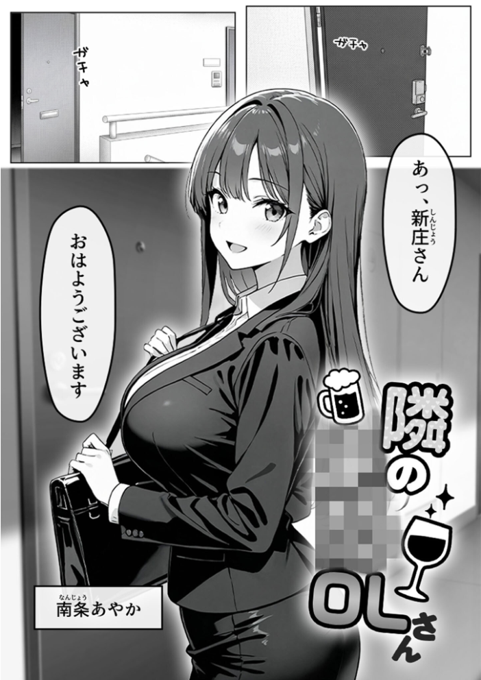 エロ漫画：隣の泥●OLさん モザイク版 【わがままワークス あいラビ】 サンプル画像