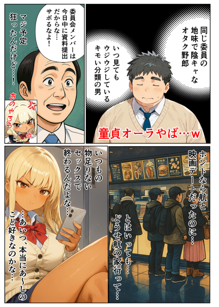 エロ漫画:陰キャのデカチ●がバレた日〜ナメてたオタクは規格外チ●ポ〜 モザイク版 【おなかいっぱい あいラビ】 サンプル画像