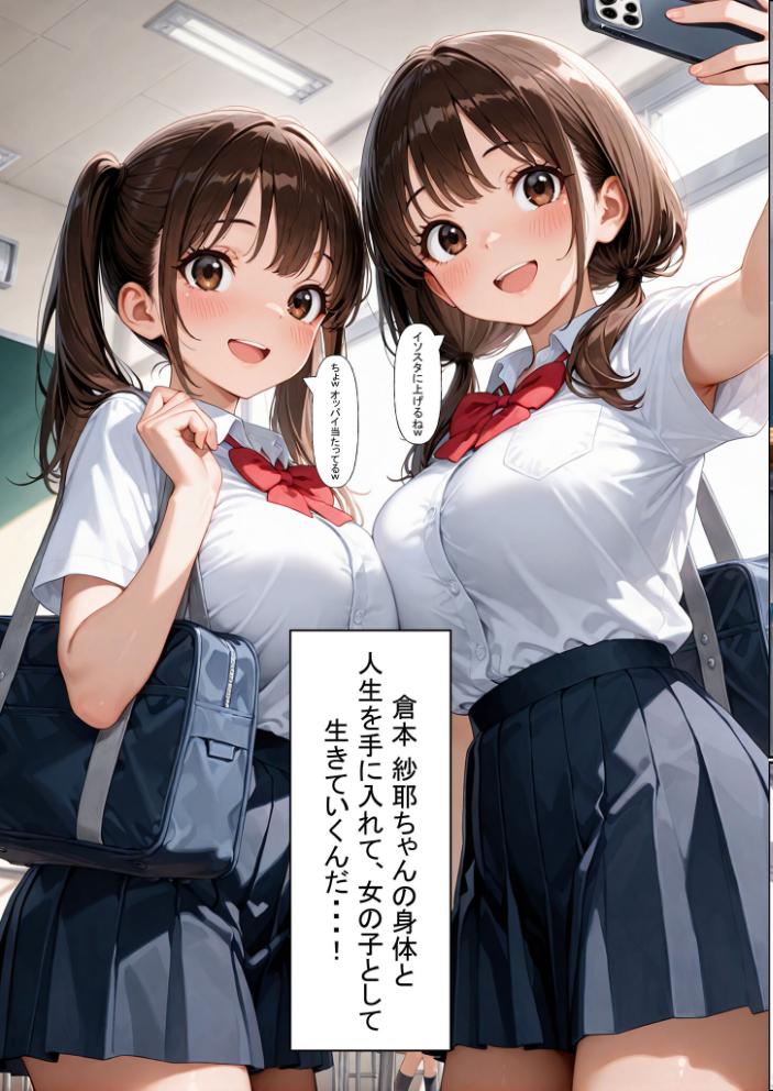 エロ漫画:一方的な人生交換〜陰キャブサメンから クラス一の美●●に人生乗り換え〜 モザイク版 【性転の空 あいラビ】 サンプル画像