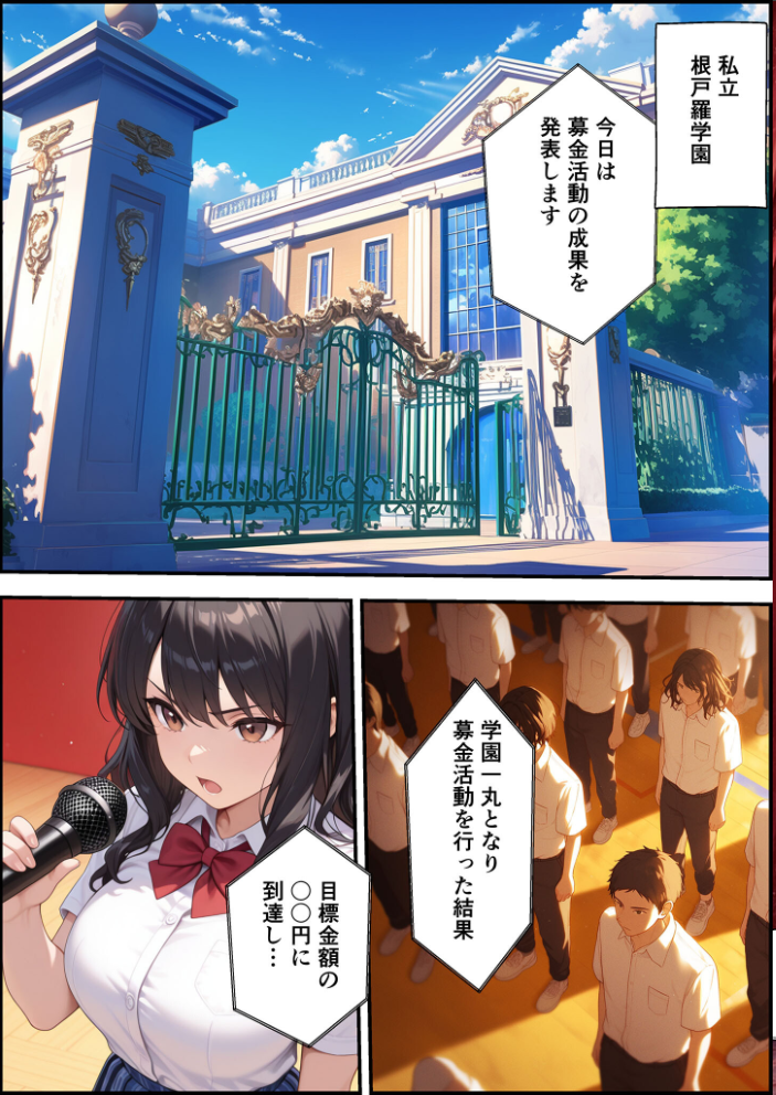 エロ漫画:上級国民に支配された学園生徒会長が学園を守るため処女喪失ショーを行う話 モザイク版 【バベル太郎 あいラビ】 サンプル画像