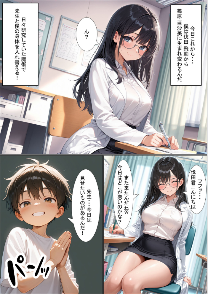 エロ漫画:今日からボクが保健室の●●(ハート) 〜純粋な恋心が歪んだ気持ちに変わる…〜 モザイク版 【性転の空 あいラビ】 サンプル画像