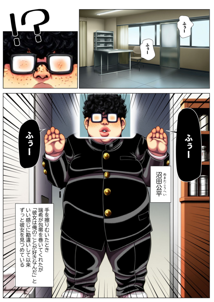 エロ漫画:保健室の先生 治療と言われキモオタチ●ポで発情交尾 モザイク版 【ストラボ あいラビ】 サンプル画像