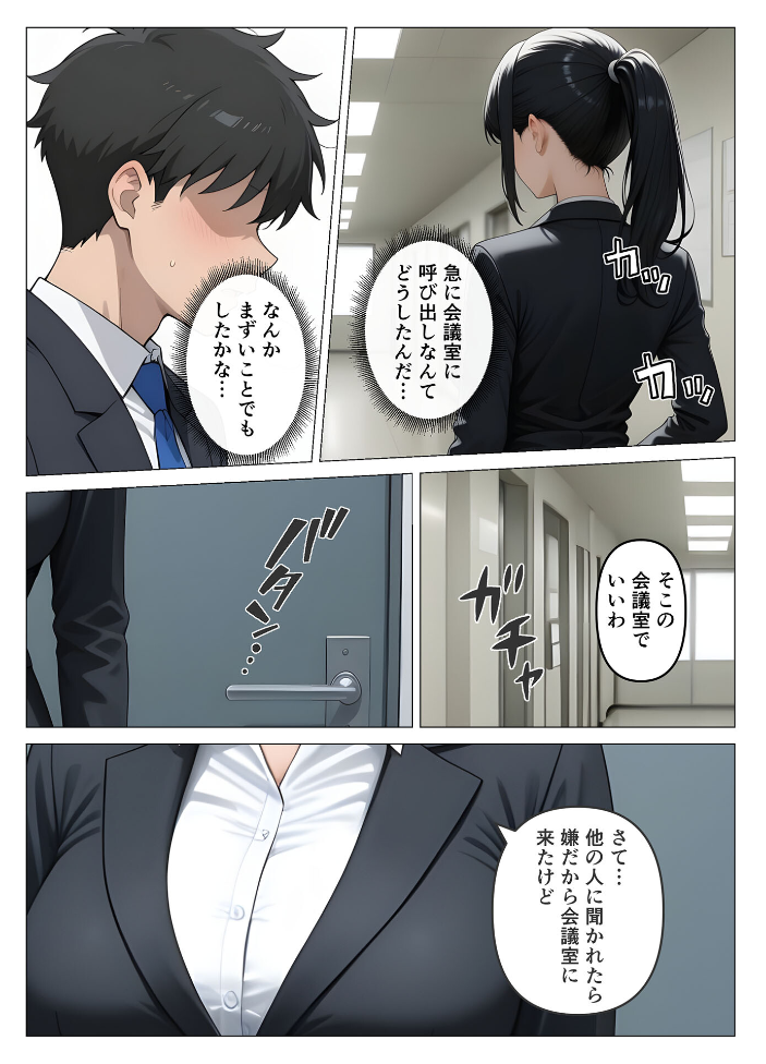 エロ漫画：気が強いOLの爆乳女上司を寝取った話 モザイク版 【桃色紅茶 あいラビ】 サンプル画像