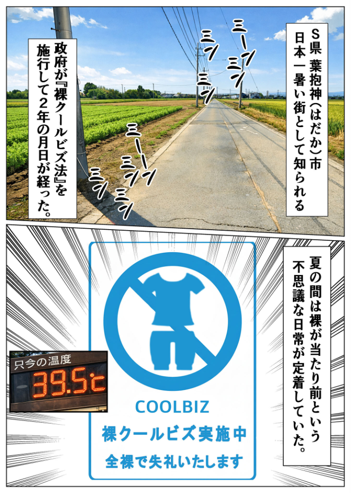 エロ漫画：S県H市裸クールビズ モザイク版 【おなかいっぱい あいラビ】 サンプル画像