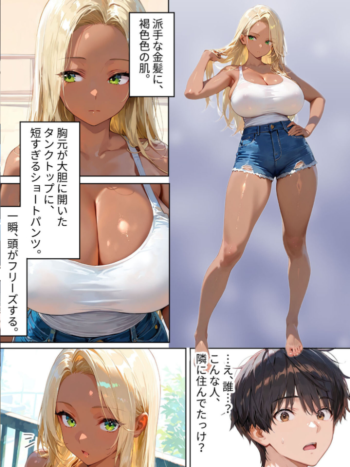 エロ漫画:隣の黒ギャル人妻は、寂しがり屋だった。 モザイク版 【あーもん堂 あいラビ】 サンプル画像