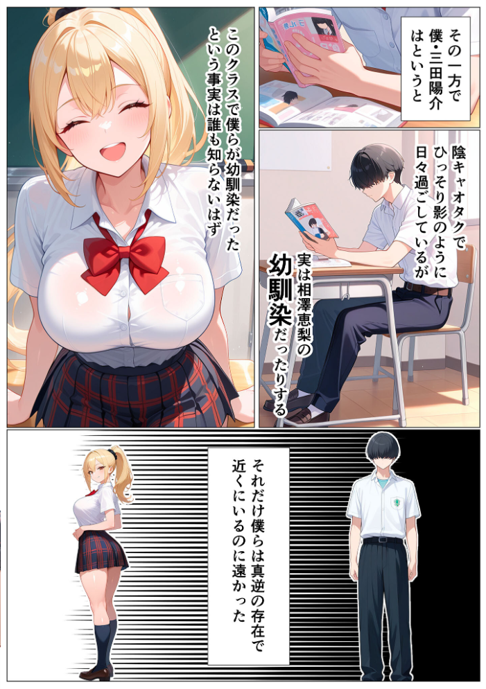 エロ漫画:幼馴染の爆乳ギャルが陰キャオタクのデカチ●中毒になった話 モザイク版 【かのん絵師 あいラビ】 サンプル画像