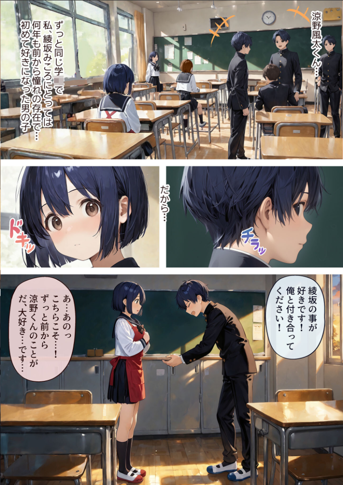 エロ漫画:はじめてカップル-引っ込み思案な巨乳女子、綾坂みころとあまあま初えっち- モザイク版 【にゃんちぇると あいラビ】 サンプル画像