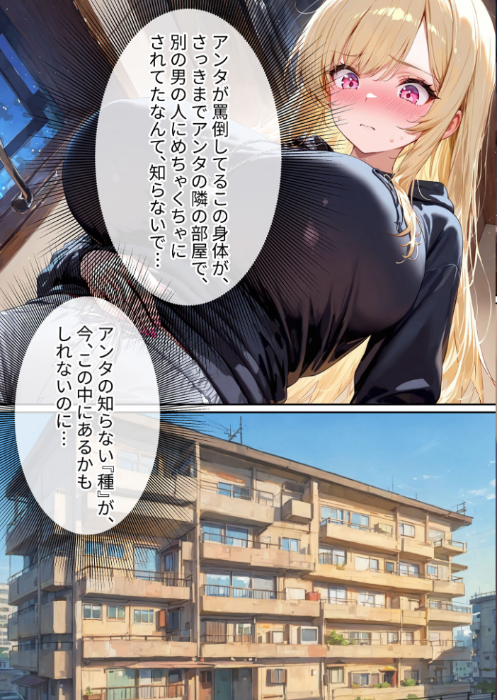 エロ漫画：クズ夫への托卵復讐〜お前の嫁（ギャル）、俺が孕ませといたよ〜【単話】（2） モザイク版 【あーもん堂 あいラビ】 サンプル画像