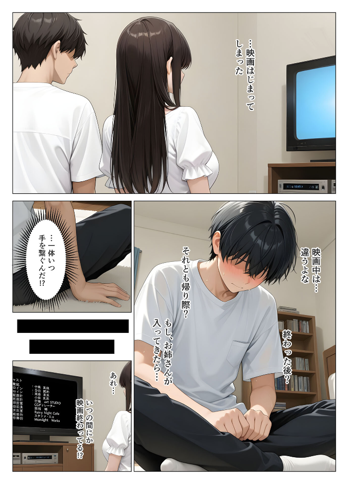 エロ漫画：初めての相手は彼女の姉 人妻に童貞相談したら中●しセックスしてしまった話 モザイク版 【桃色紅茶 あいラビ】 サンプル画像